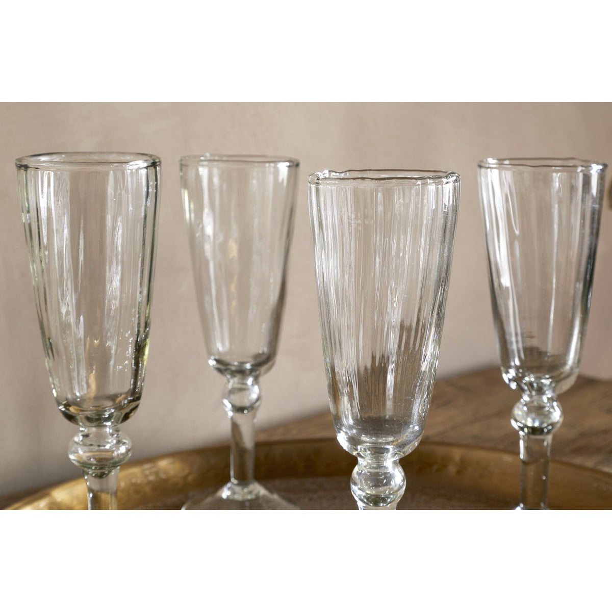 Minati Flute Champagne Glasses - Clear - Set of 4