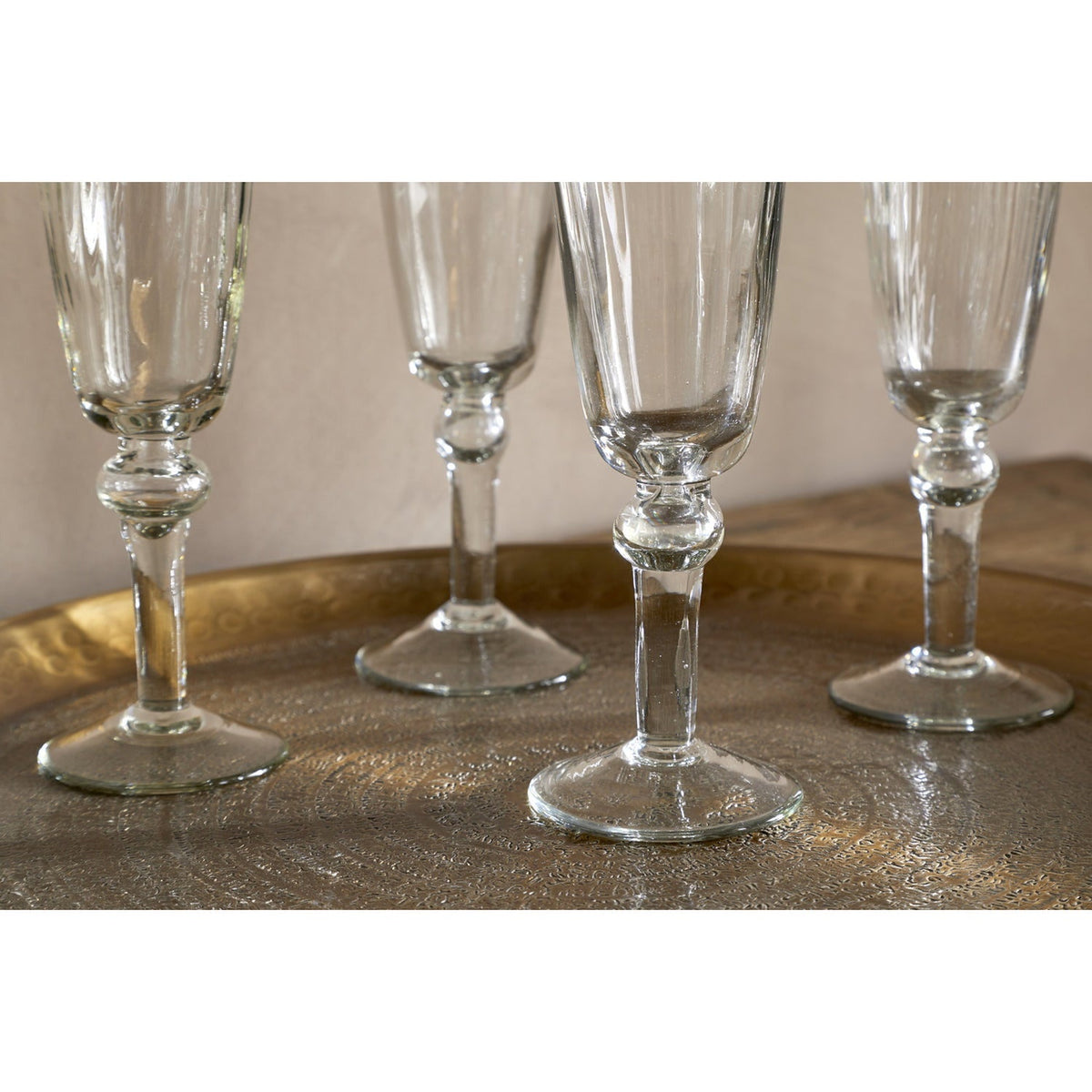 Minati Flute Champagne Glasses - Clear - Set of 4