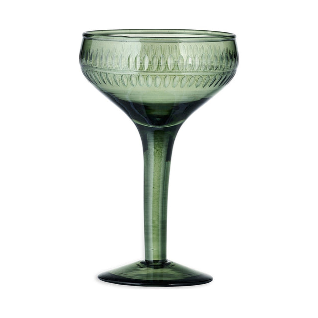 Mila Coupe Champagne Glasses - Dark Emerald - Set of 4