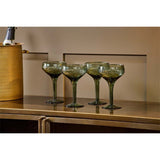 Mila Coupe Champagne Glasses - Dark Emerald - Set of 4