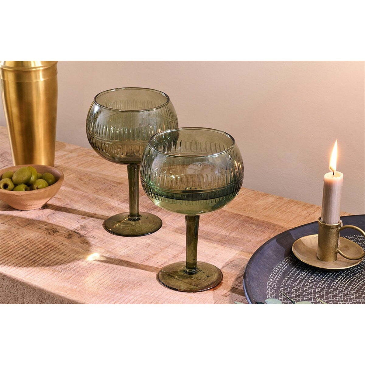 Mila Gin Glasses - Dark Emerald - Set of 2