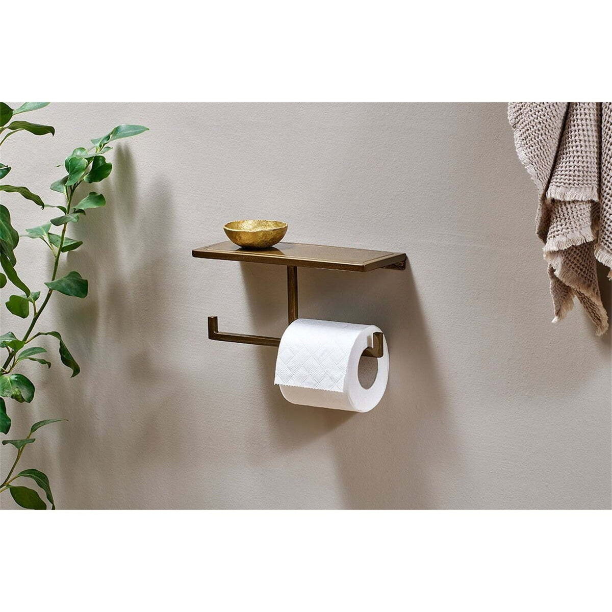 Mahi Wall Mounted Toilet Roll Holder - Brass