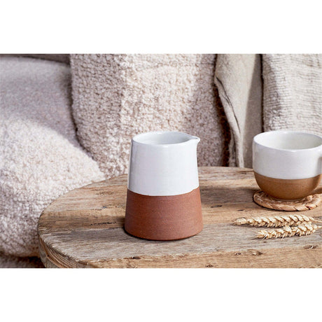 Mali Slanting Jug - White & Terracotta