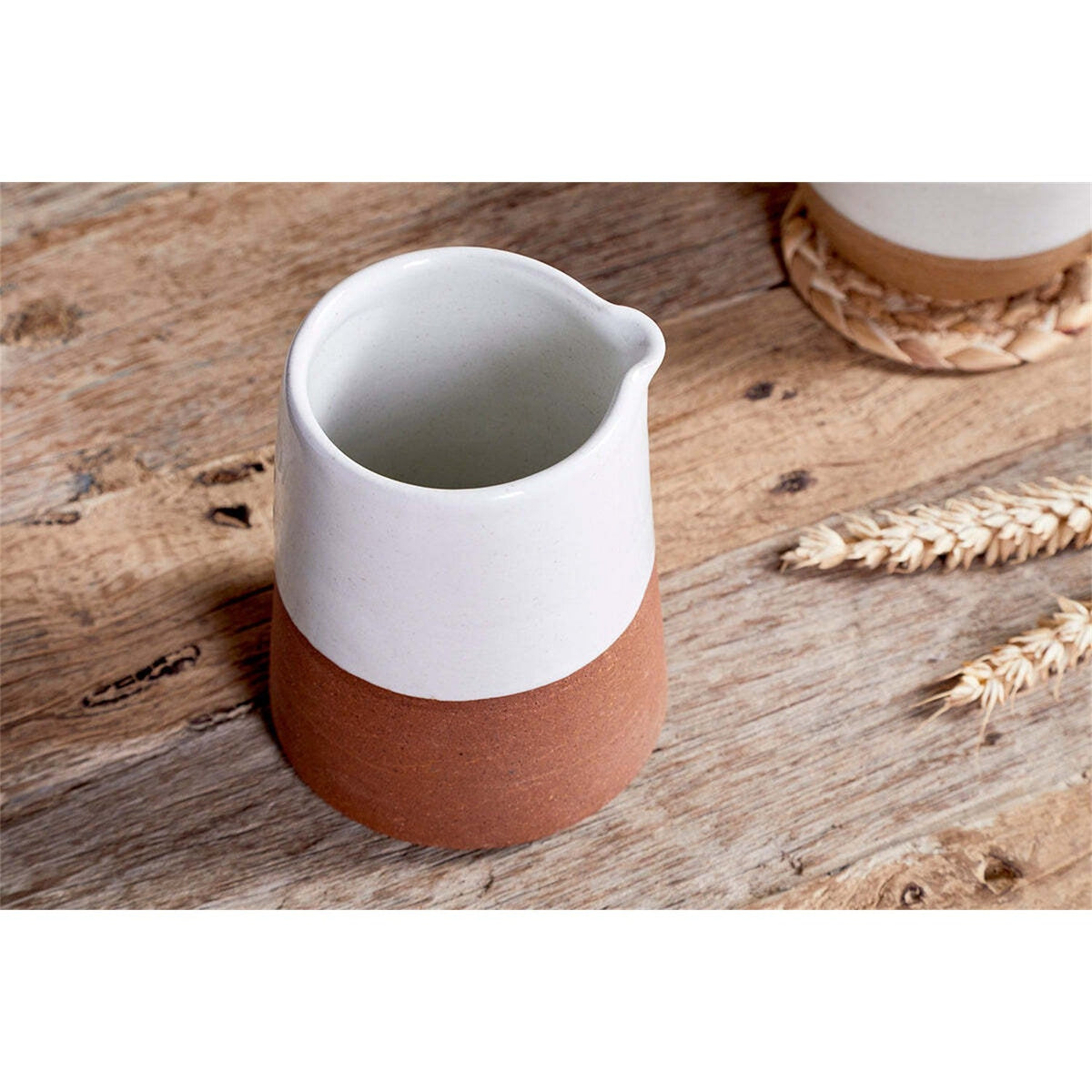 Mali Slanting Jug - White & Terracotta