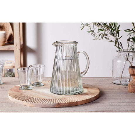 Minati Ribbed Recycled Glass Jug - Clear