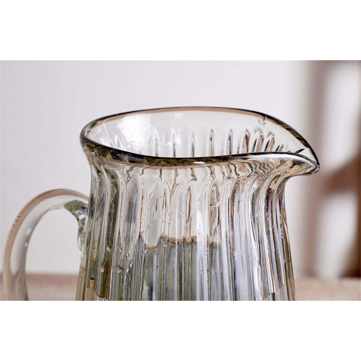 Minati Ribbed Recycled Glass Jug - Clear