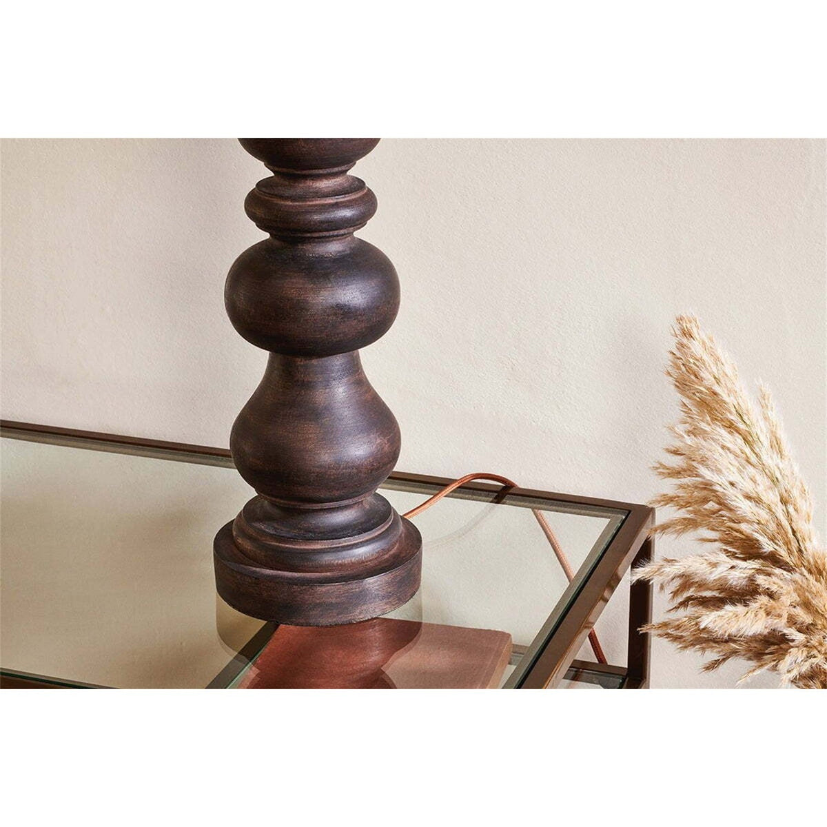 Manua Large Wood Table Lamp Base - Dark Stain