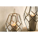 Mohani Small Faceted Glass Lantern - Antique Brass