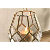 Mohani Small Faceted Glass Lantern - Antique Brass