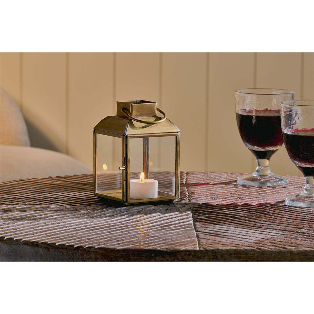 Maro Small Brass Lantern - Antique Brass