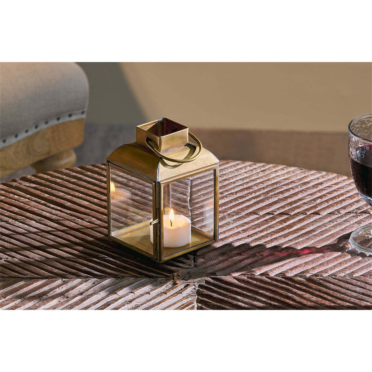 Maro Small Brass Lantern - Antique Brass
