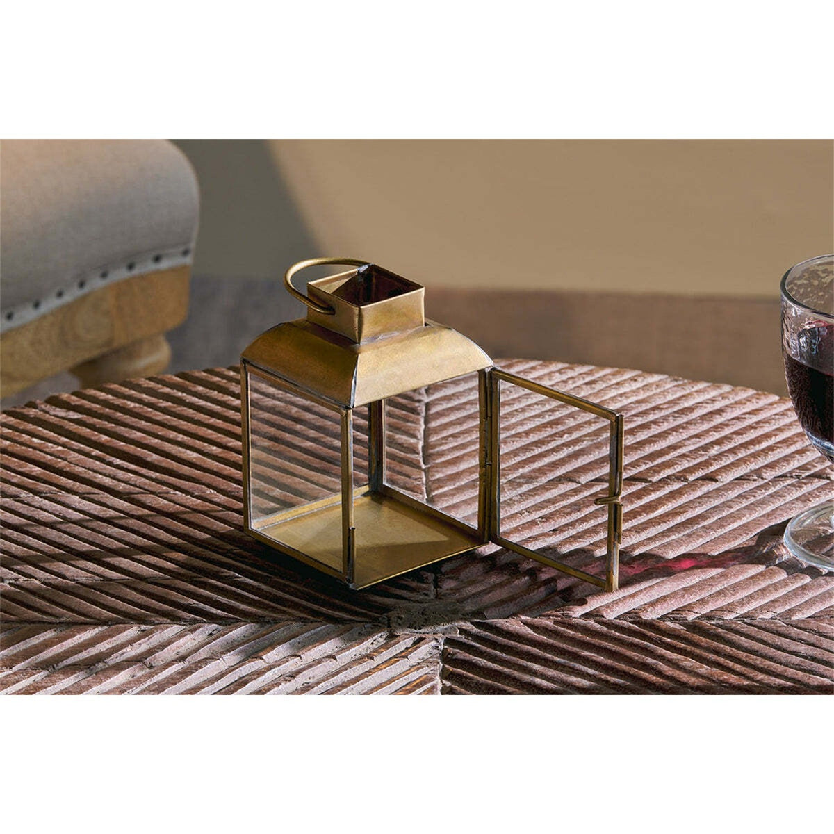 Maro Small Brass Lantern - Antique Brass