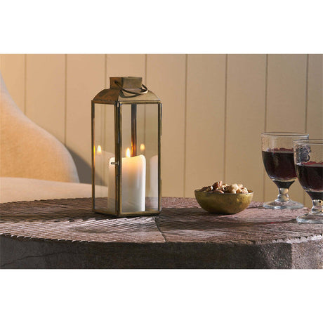 Maro Tall Brass Lantern - Antique Brass