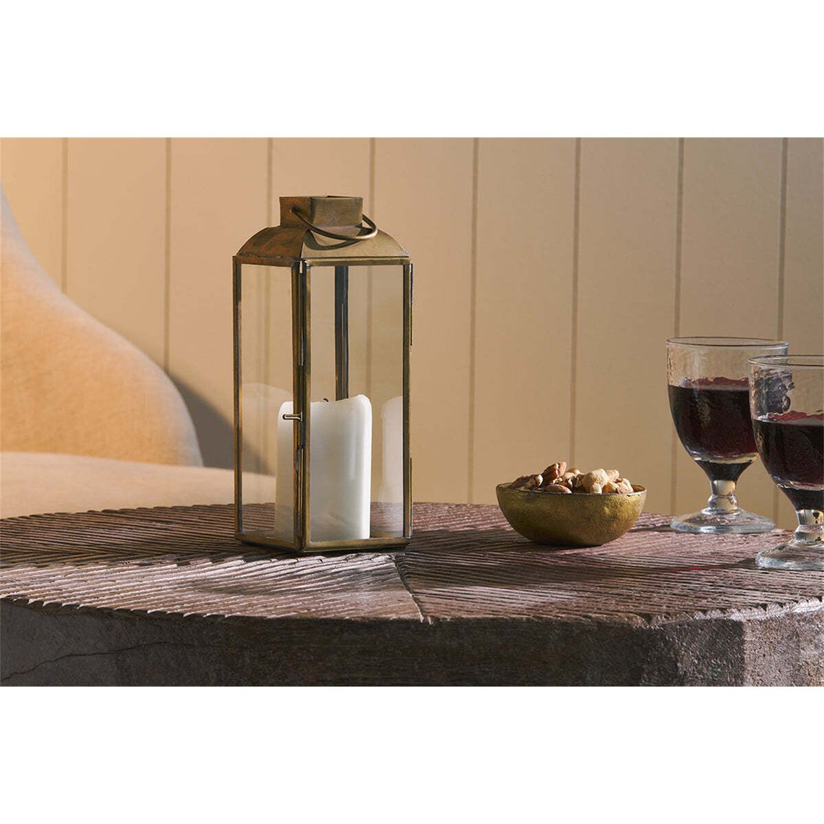 Maro Tall Brass Lantern - Antique Brass