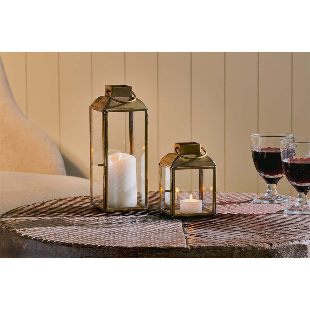 Maro Tall Brass Lantern - Antique Brass