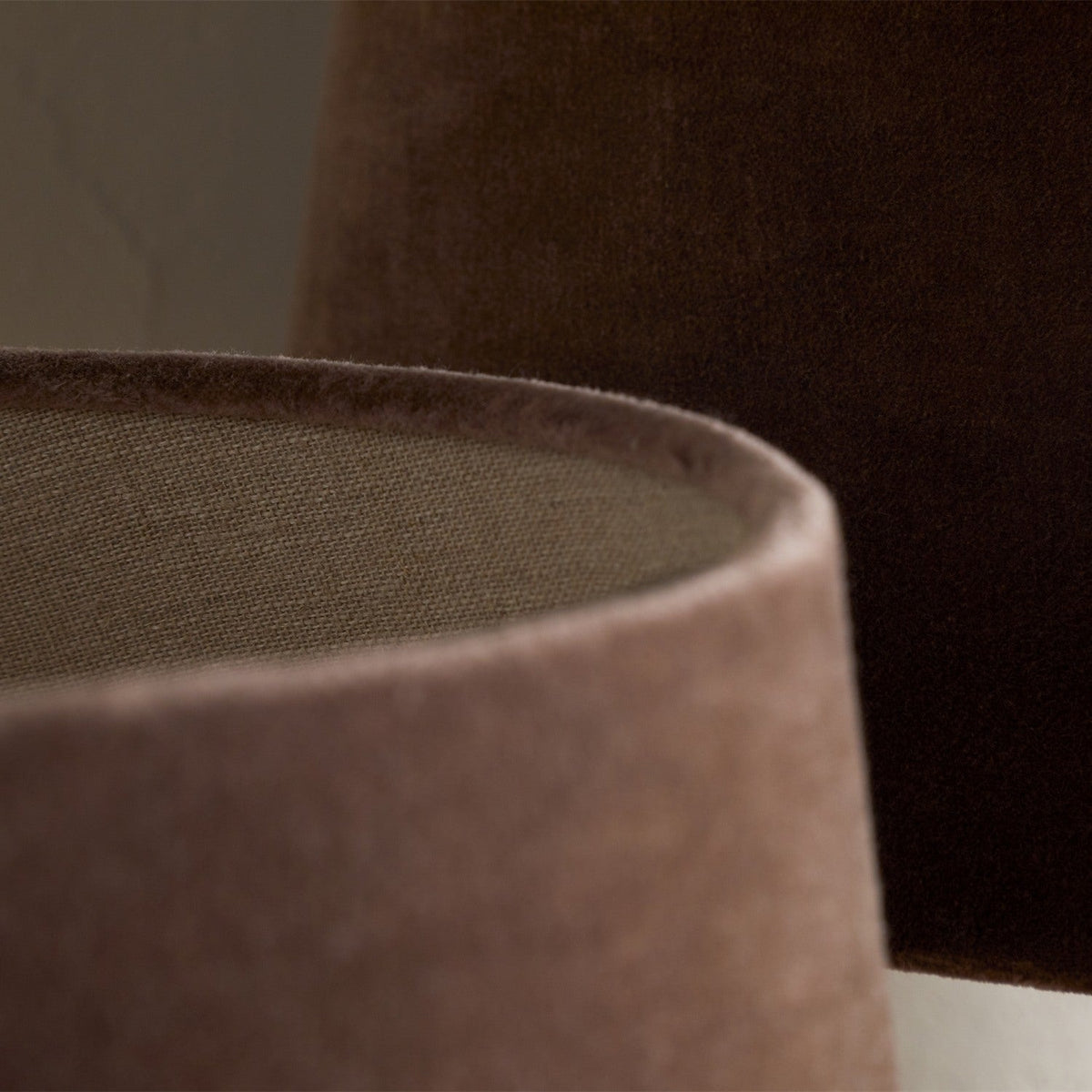 Mendai Extra Large Velvet & Linen Lampshade - Mocha