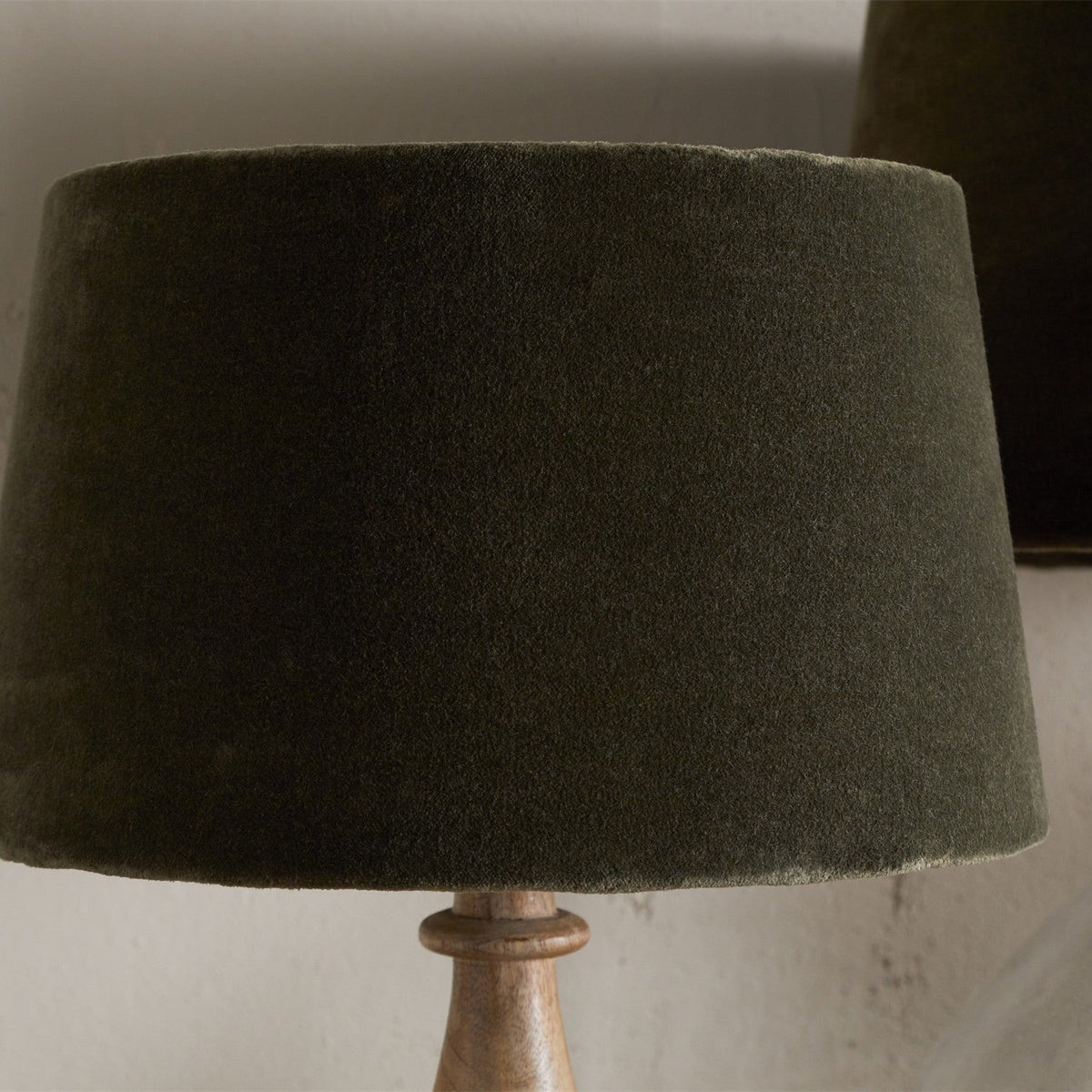 Mendai Small Velvet & Linen Lampshade - Moss Green