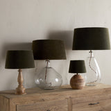 Mendai Large Velvet & Linen Lampshade - Moss Green