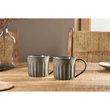 Moda Grooved Ceramic Mug - Pewter - Set of 2