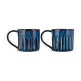Moda Fluted Ceramic Mug - Deep Blue - Set of 2