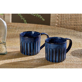 Moda Fluted Ceramic Mug - Deep Blue - Set of 2