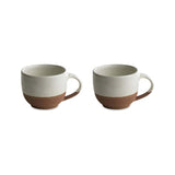 Mali Coffee Mug set of 2, ceramic terracotta mugs with off-white glazed upper body and exposed red-brown base, curved handles, on a plain white background.
