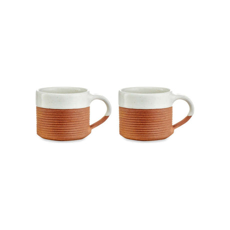Mali Ribbed Coffee Mug - White - Set of 2
