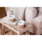 Mali Ribbed Coffee Mug - White - Set of 2