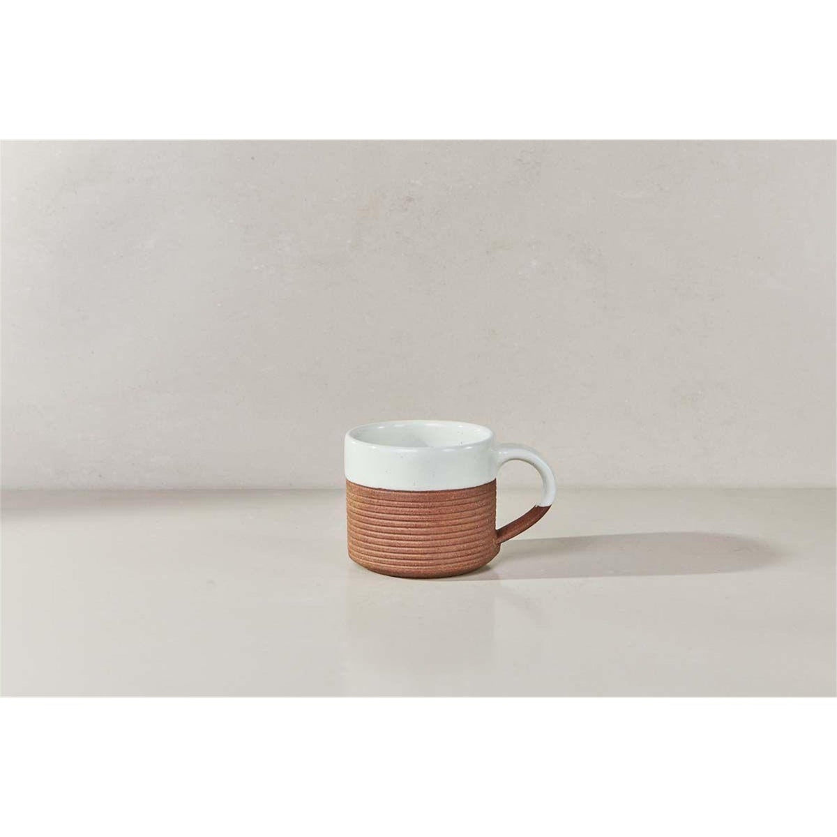 Mali Ribbed Coffee Mug - White - Set of 2