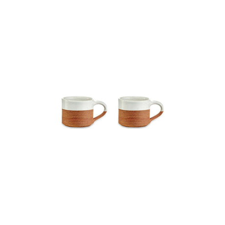 Mali Ribbed Espresso Mug - White - Set of 2
