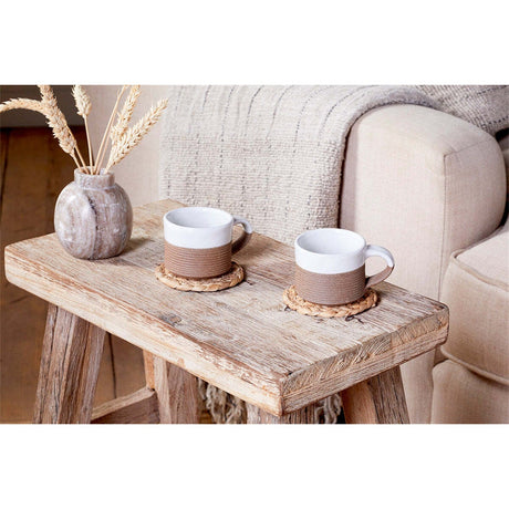 Mali Ribbed Espresso Mug - White - Set of 2