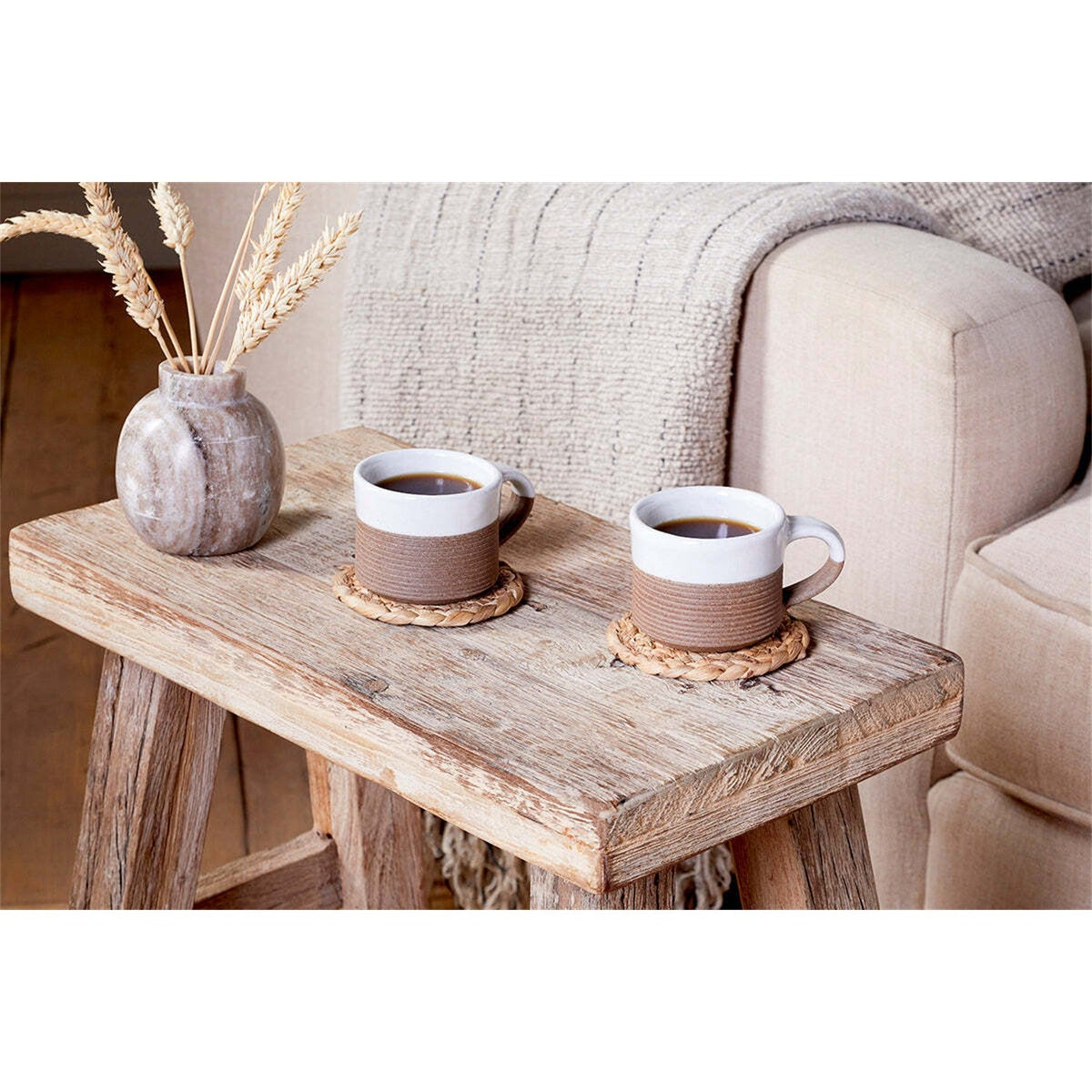 Mali Ribbed Espresso Mug - White - Set of 2