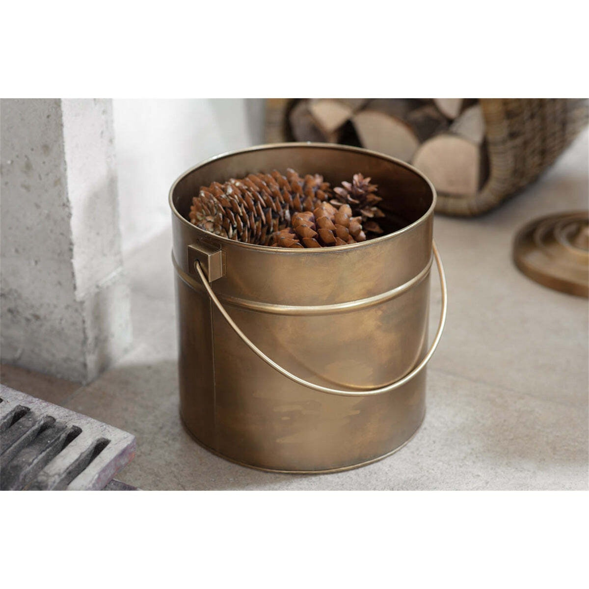 Mosat Iron Fireside Bucket - Antique Brass