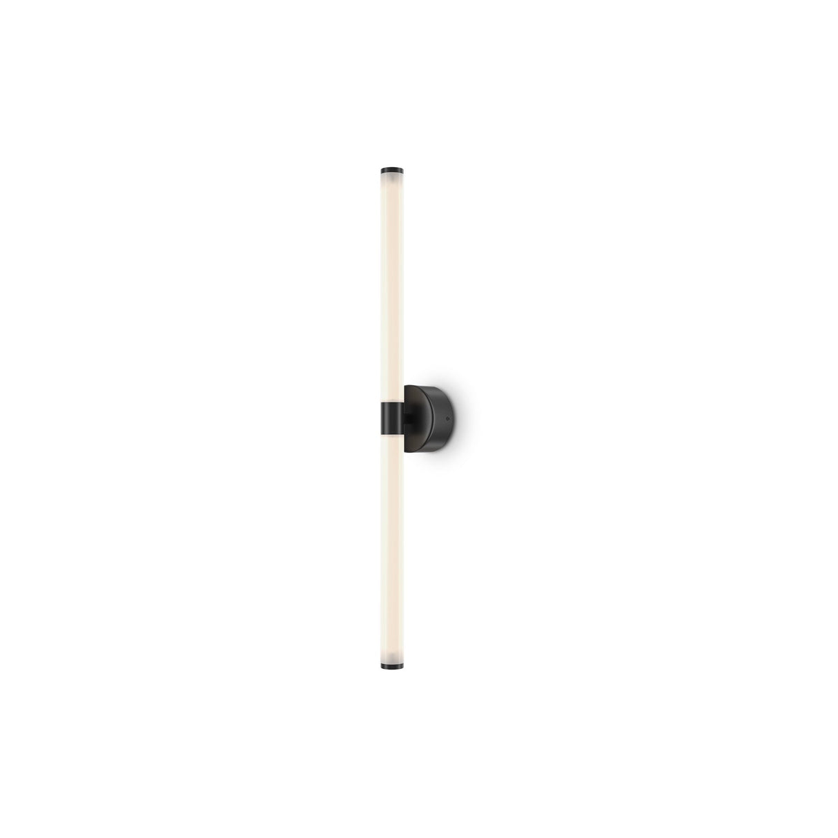 Side perspective of the black Axis LED wall light, emphasizing its slim and stylish profile.