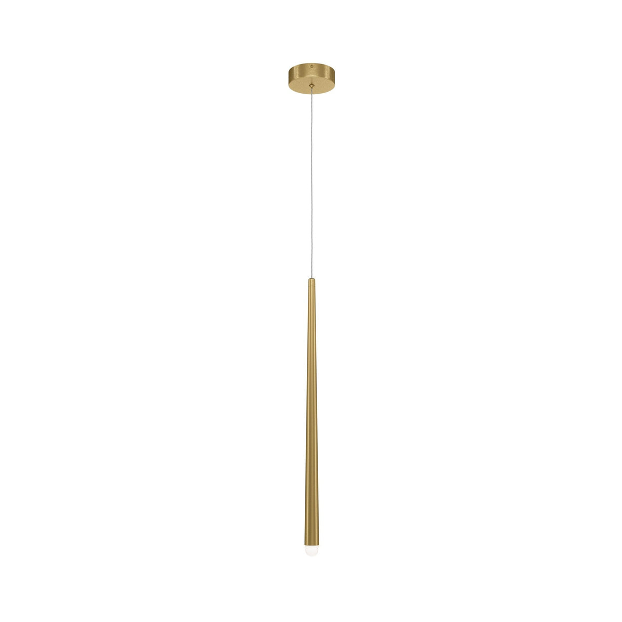 Cascade LED Single Pendant Light in Brass, featuring a minimalist design ideal for focused lighting in modern interiors.
