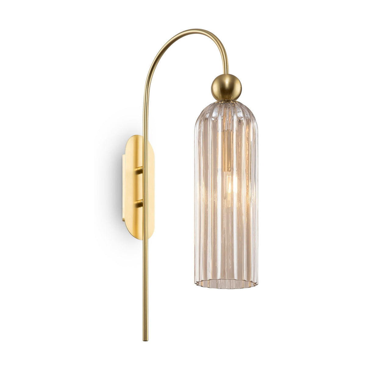 Detailed side view of the Antic wall light in gold with cognac glass, highlighting its luxurious design.