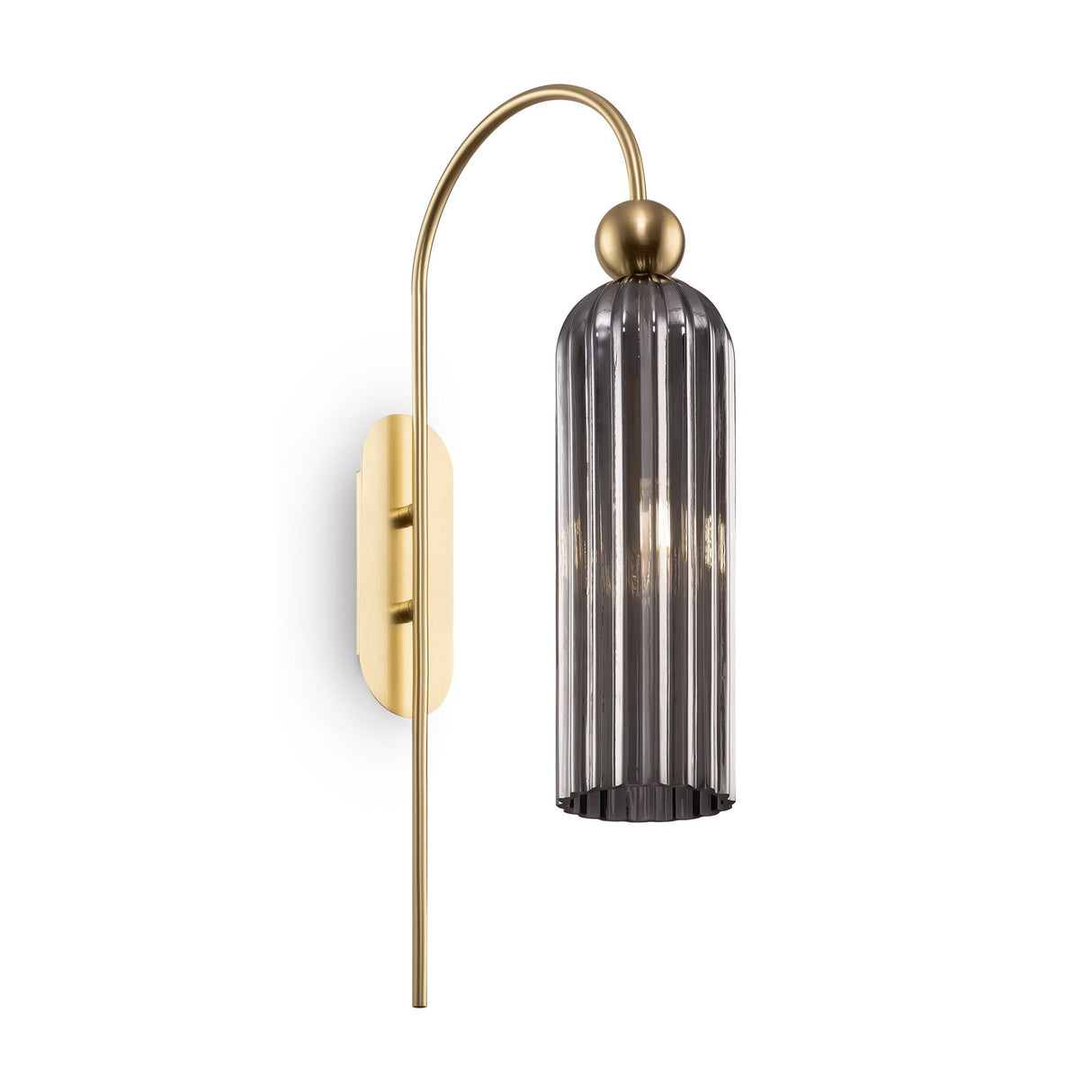 Side view of the Antic wall light in gold with grey glass, showcasing its refined and classic style.