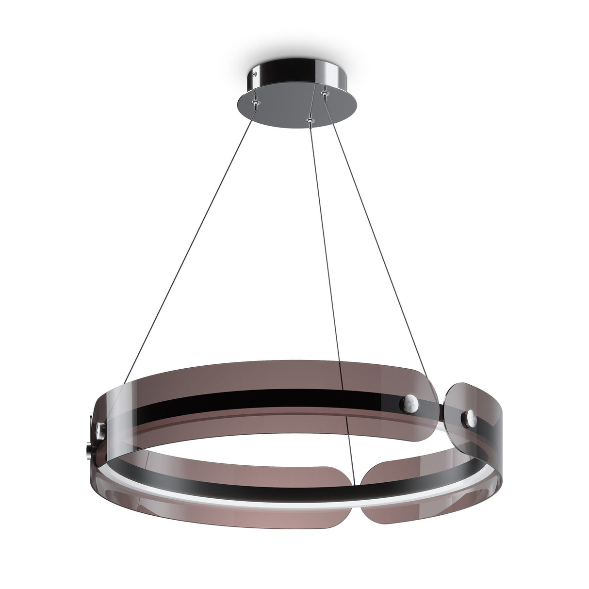 Interstellar LED Circular Suspension Light in Graphite, providing a compact lighting solution with a minimalist circular design.