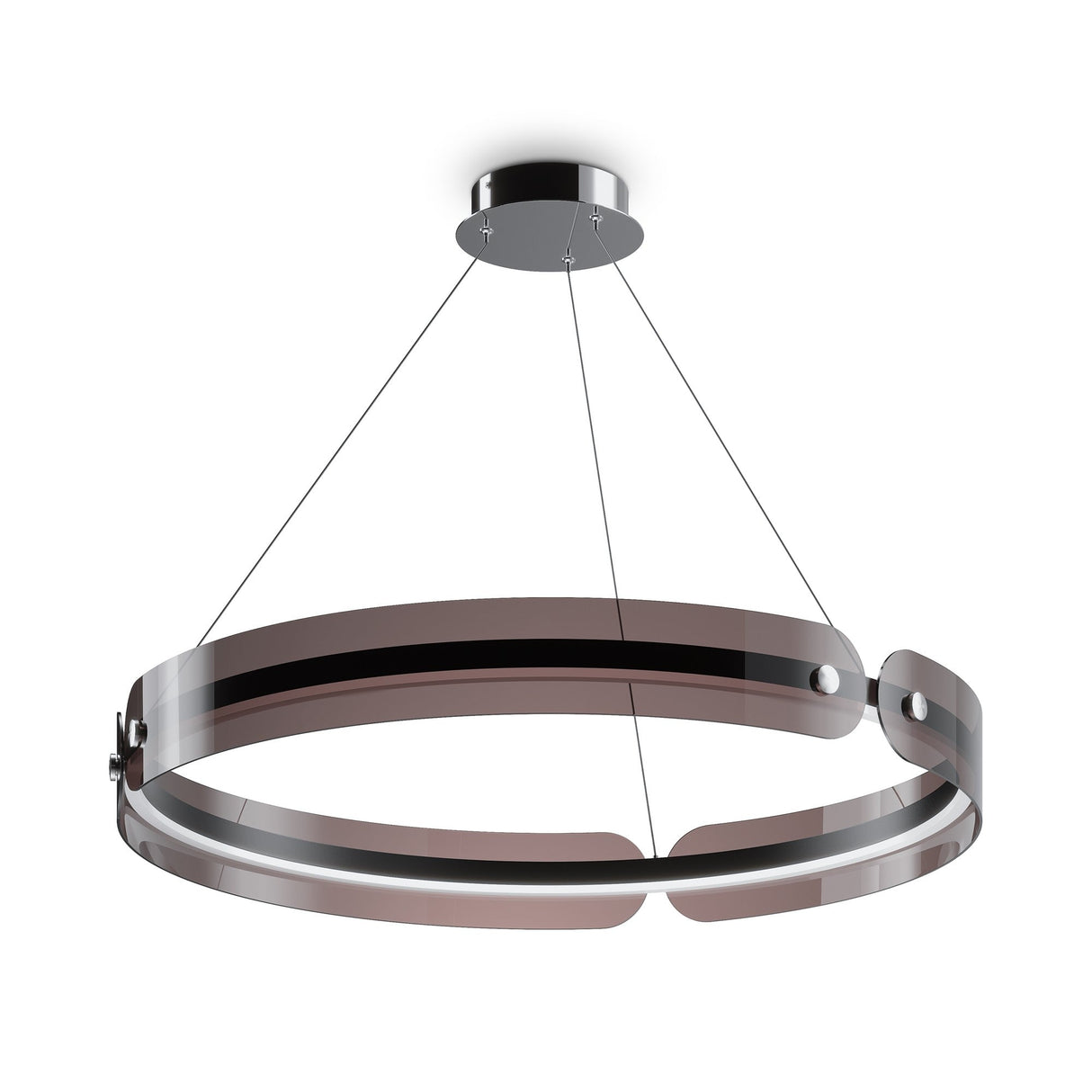 Interstellar LED Circular Suspension Light in Graphite, featuring a circular structure for ambient lighting in modern spaces.