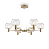 Vision 6 Light Chandelier, gold finish, with inner frosted and outer clear glass for luxurious lighting