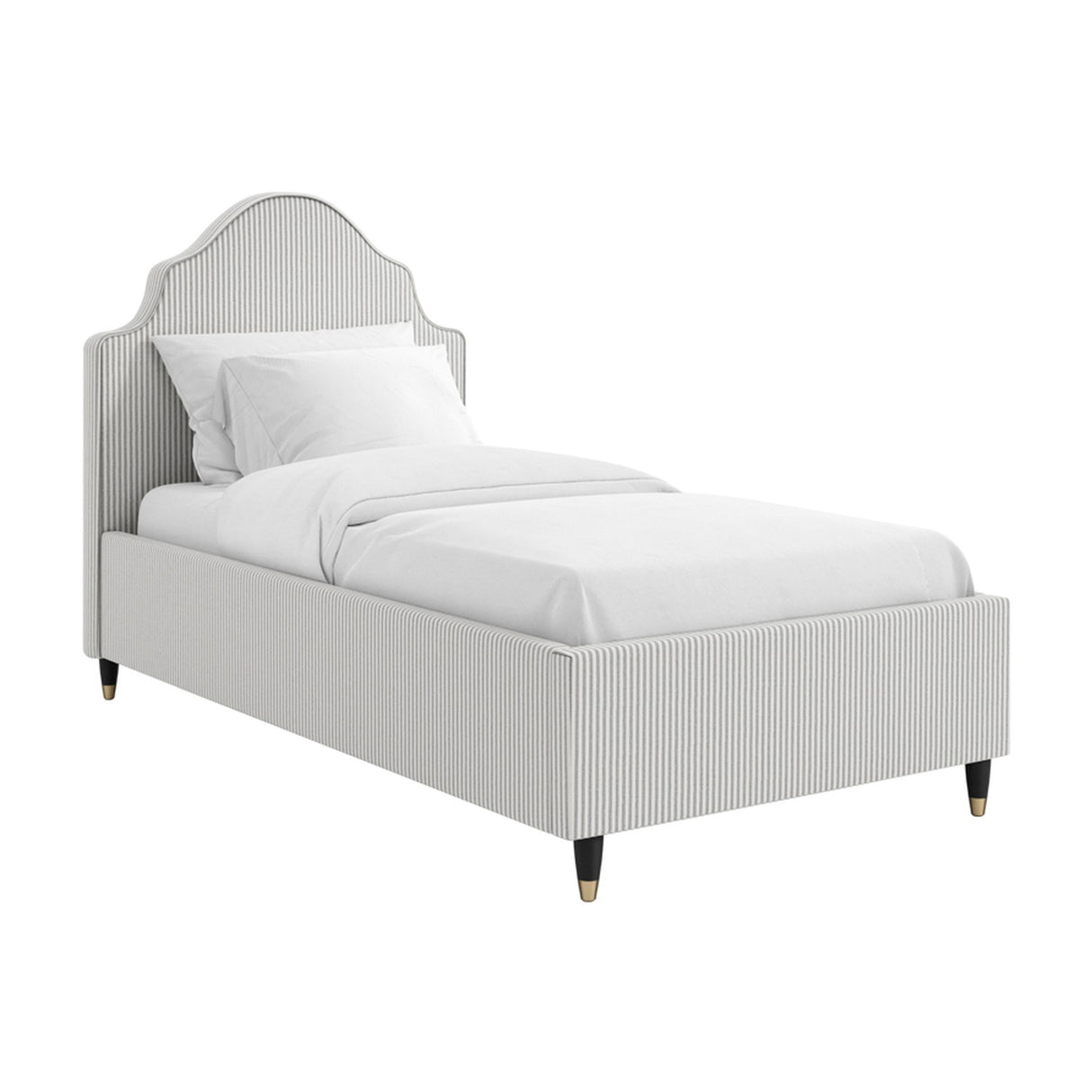 Monterey Single Bed Frame - Grey Thin Stripe with Black