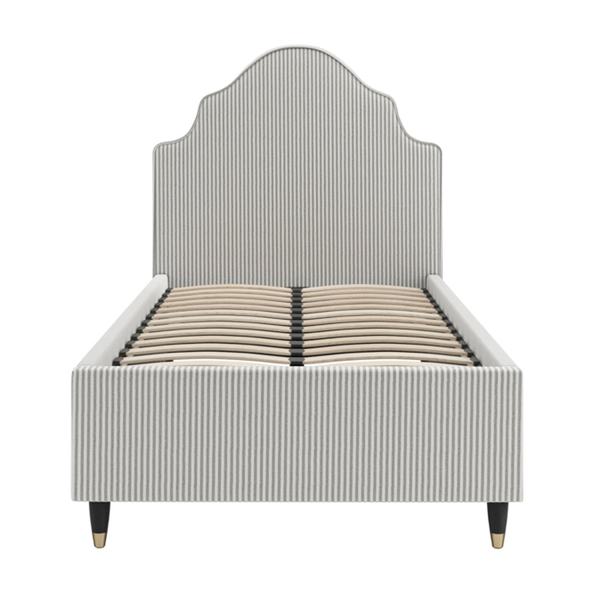 Monterey Single Bed Frame - Grey Thin Stripe with Black