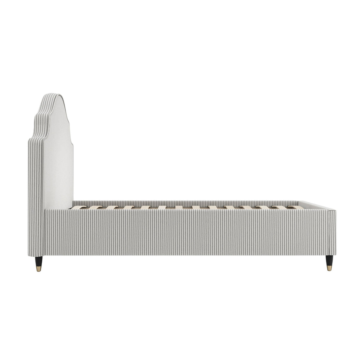 Monterey Single Bed Frame - Grey Thin Stripe with Black