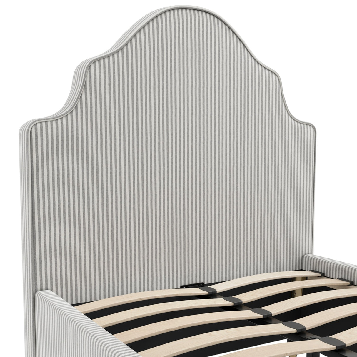 Monterey Single Bed Frame - Grey Thin Stripe with Black