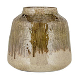 Melina Reactive Glaze Ceramic Vase - Olive & Natural