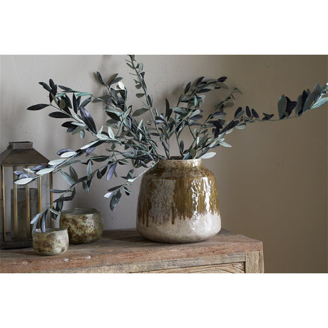 Melina Reactive Glaze Ceramic Vase - Olive & Natural