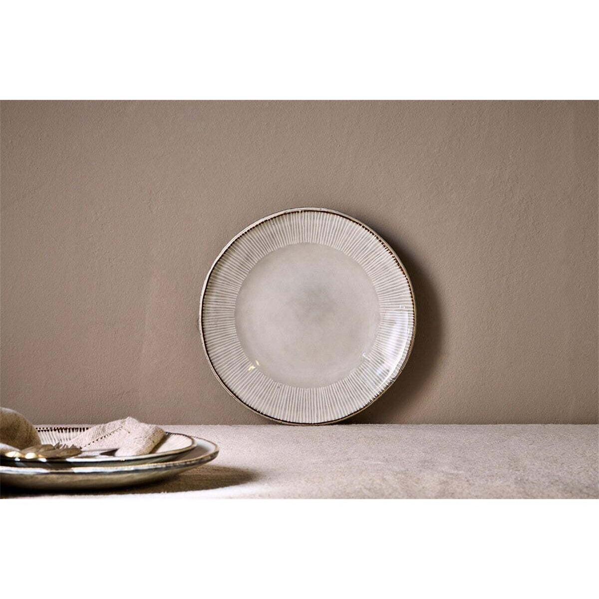 Malia Fluted Stoneware Side Plate - Cream
