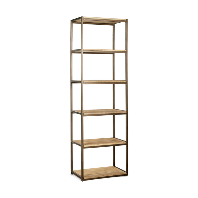 Marjori Narrow Mango Wood & Iron Shelving Unit - Natural