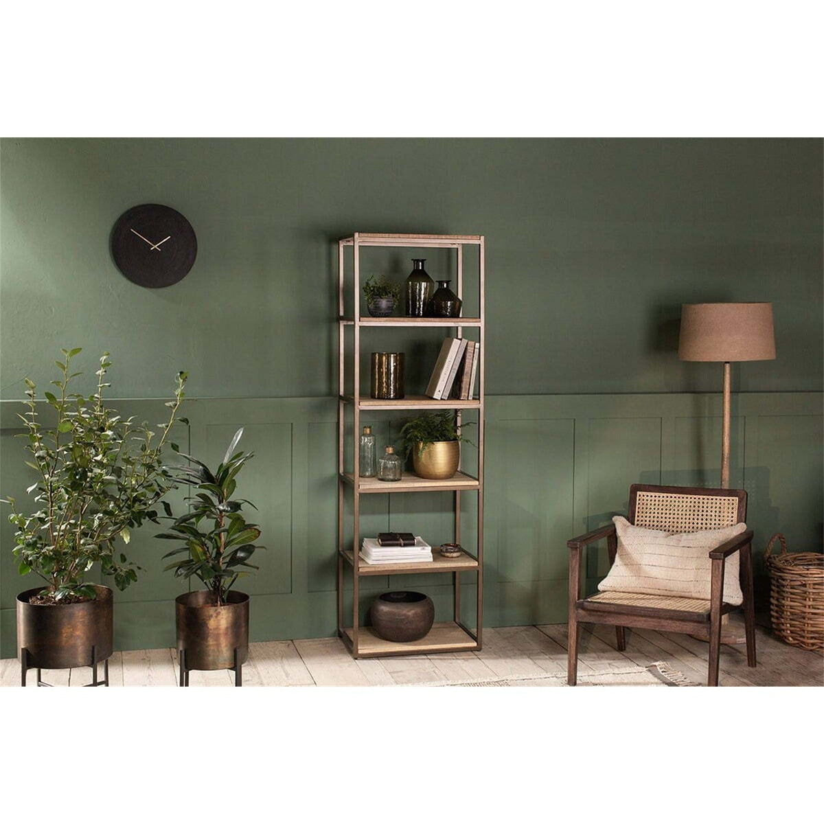 Marjori Narrow Mango Wood & Iron Shelving Unit - Natural