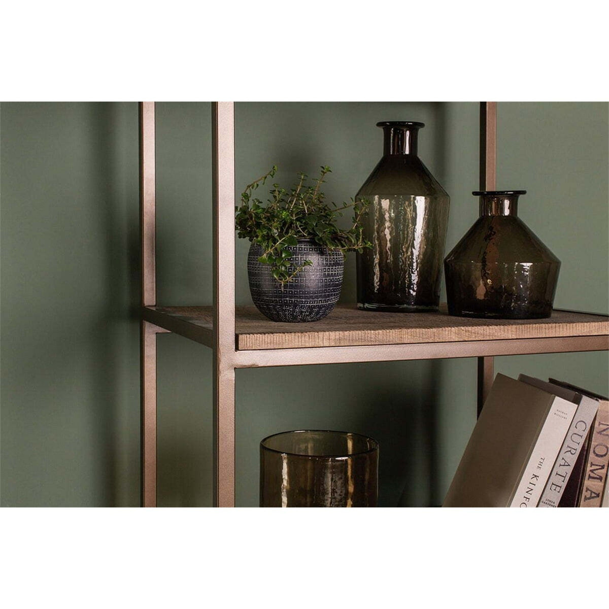 Marjori Narrow Mango Wood & Iron Shelving Unit - Natural